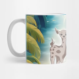 Deer in the Jungle and Waterfall Mug